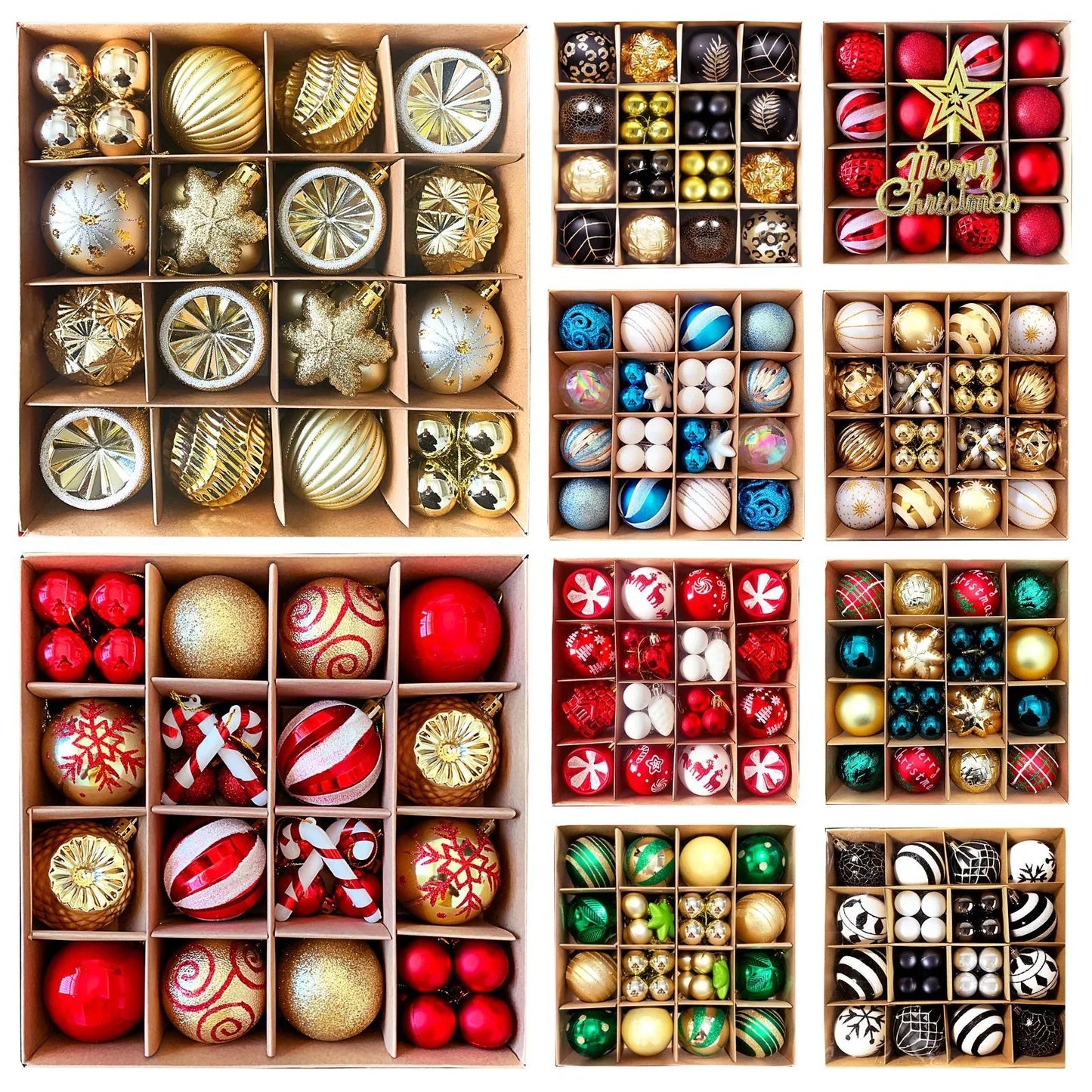 MJXK46-20Y Christmas Decorative Balls Set(24x24x6CM) - Shatterproof Plastic Ornaments with Electroplated & Hand-Painted Finish - Mekamart Australia