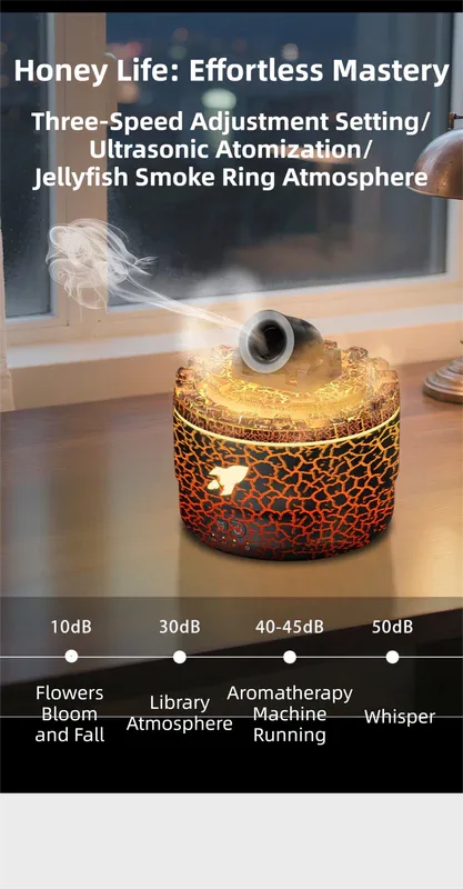 176 White Simulation Turret Diffuser & Humidifier - Smart Timer Ultrasonic Mister with Volcano Lava Crack Shell and Colorful Light - Mekamart Australia
