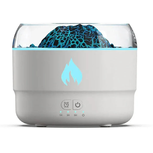 167 White Simulation Volcano Diffuser & Humidifier - Smart Timer Ultrasonic Mister with Volcano Lava Crack Shell and Colorful Light - Mekamart Australia