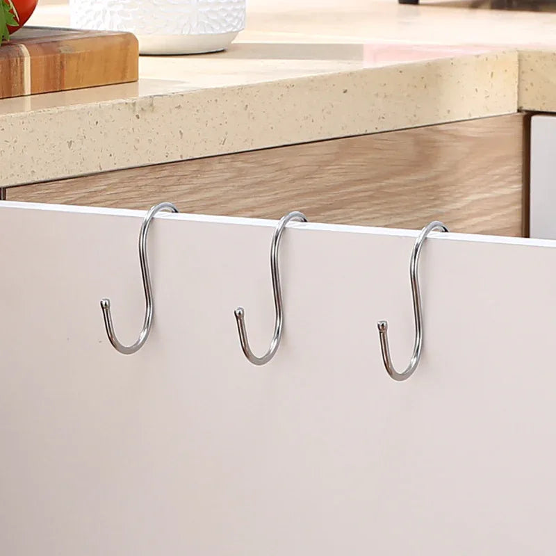3PCS White Retractable Hanging Basket Pulley System & 3PCS Heavy Duty Stainless Steel S-Hooks Combo - Garden Plant Hanger(Max Load 5KG) - Mekamart Australia