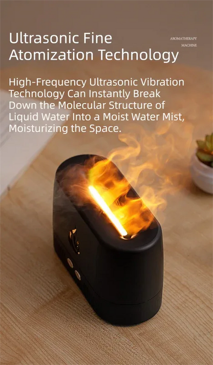 White 3D Simulation Flame Aroma Diffuser & Humidifier - Ultrasonic Desktop Mister with 7-Color LED Light and Automatic Scent Spray (200ML) - Mekamart Australia