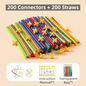 Soft Straw & Pipe Connector Building Blocks Toy - 400 Pcs Interlocking Construction Set, Educational Puzzle Toy for Kindergarten - Mekamart Australia