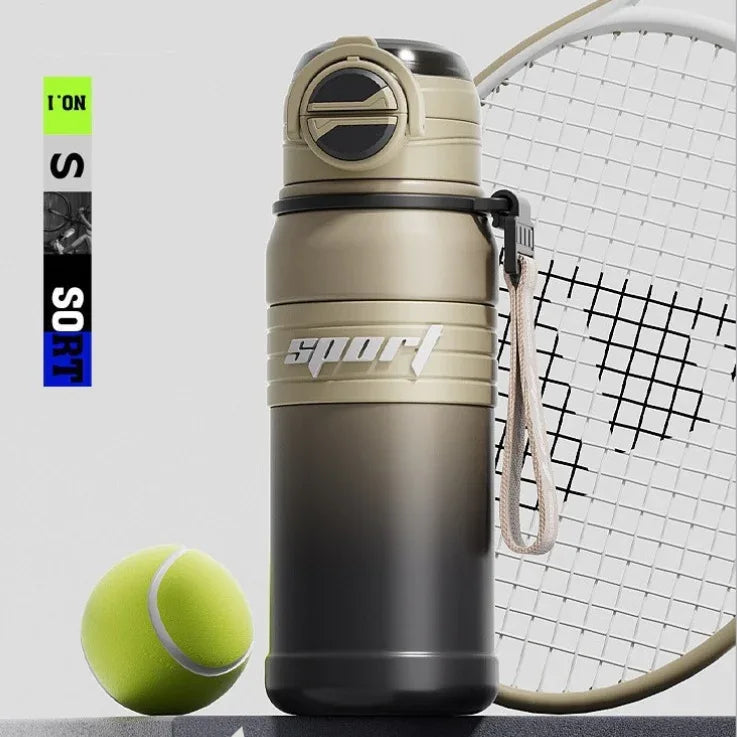 Brown 680ml Large Capacity Sports Insulated Tumbler - 316 Stainless Steel Straw Water Bottle, Dual-Use Lid for Travel & Outdoors - Mekamart Australia