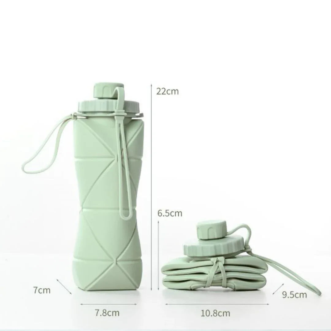Pink Portable Food Grade Silicone Collapsible Sports Water Bottle 600ML - Folding down 80% , Low High Temperature Resistant - Mekamart Australia