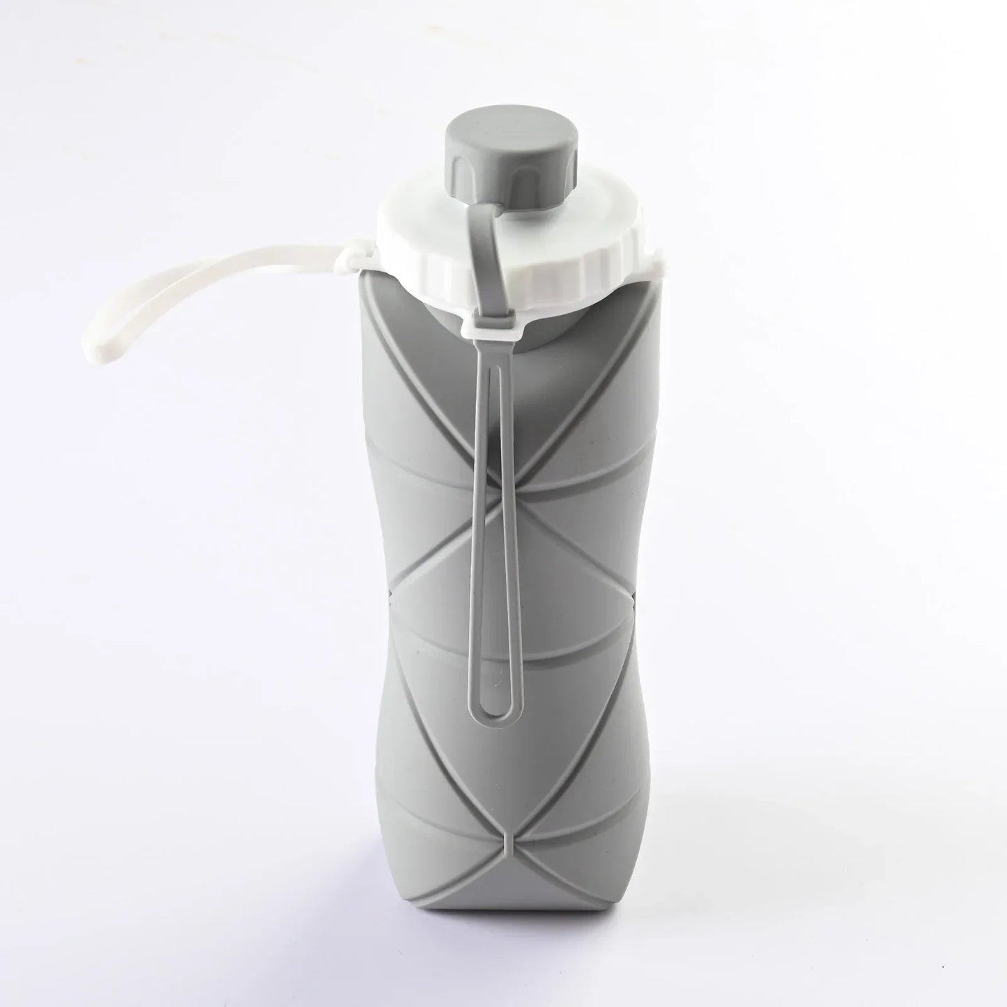 Grey Portable Food Grade Silicone Collapsible Sports Water Bottle 600ML - Folding down 80% , Low High Temperature Resistant - Mekamart Australia