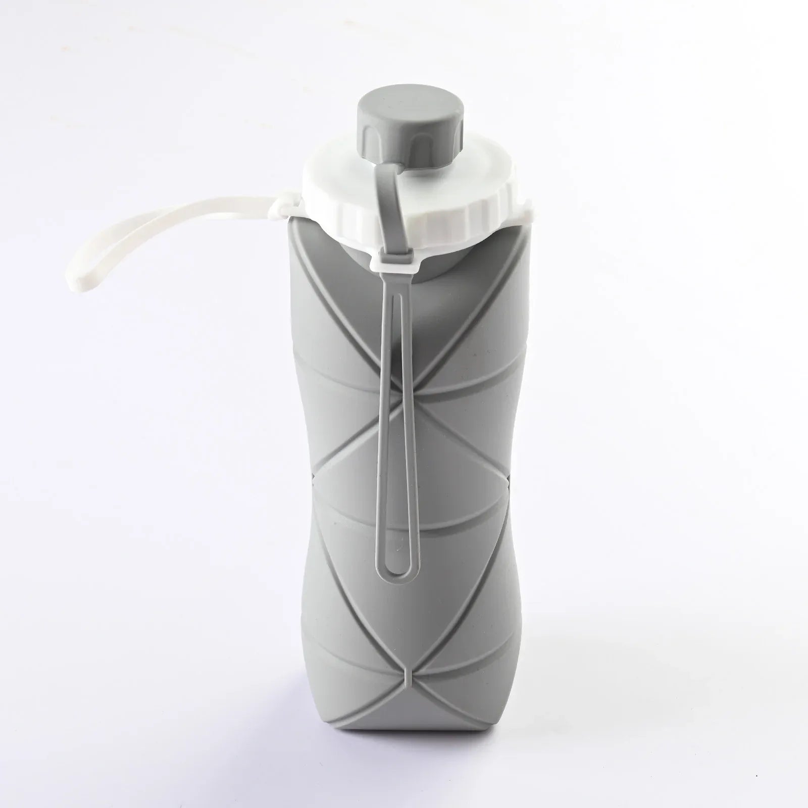 Grey Portable Food Grade Silicone Collapsible Sports Water Bottle 600ML - Folding down 80% , Low High Temperature Resistant - Mekamart Australia