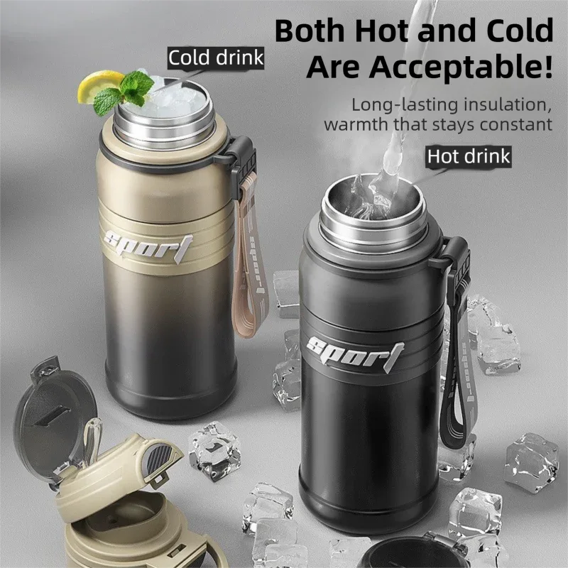 2-Pack Gradient Green 670ml Large Capacity Sports Insulated Tumbler - 316 Stainless Steel Straw Water Bottle, Dual-Use Lid for Travel & Outdoors - Mekamart Australia