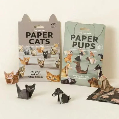 DIY Geometric Origami Kit for Kids Total 100 Sheets - Semi-Finished Cat and Dog Folding Craft - Mekamart Australia