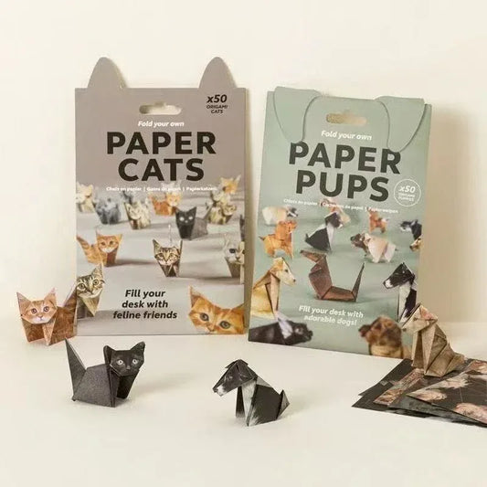 DIY Geometric Origami Kit for Kids Total 100 Sheets - Semi-Finished Cat and Dog Folding Craft - Mekamart Australia