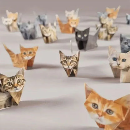 DIY Geometric Origami Kit for Kids Total 100 Sheets - Semi-Finished Cat and Dog Folding Craft - Mekamart Australia