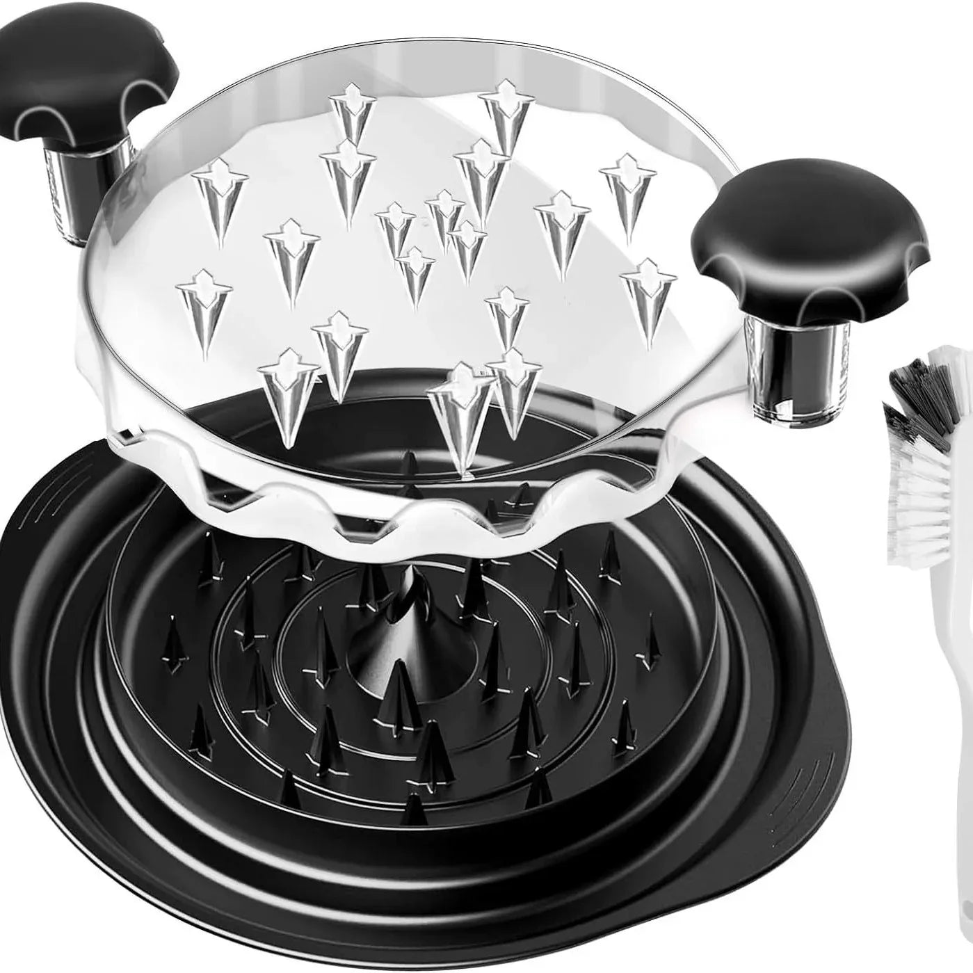 Black Chicken Shredder Machine with Transparent Lid & Brush - Manual Meat Chopper and Pulverizer for Cooked Chicken and Pet Food - Mekamart Australia