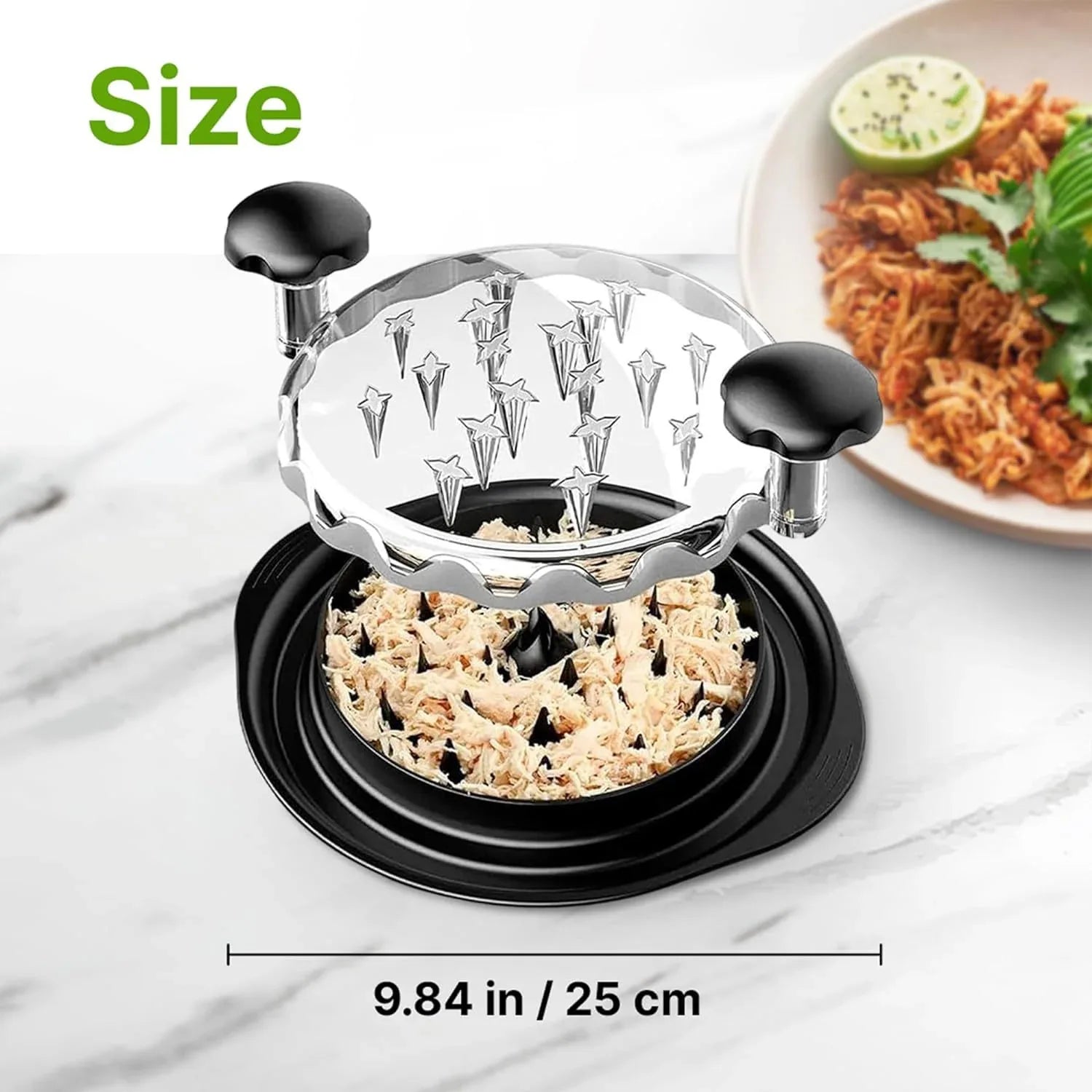 Black Chicken Shredder Machine with Transparent Lid & Brush - Manual Meat Chopper and Pulverizer for Cooked Chicken and Pet Food - Mekamart Australia