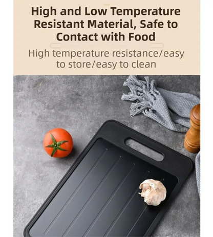 Black-Green Aluminum Fast Thawing Dual-Sided Cutting Board(31x21CM) - Multifunctional Kitchen Tool with Garlic Grinder and Knife Sharpener - Mekamart Australia