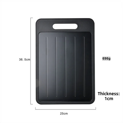 Black Aluminum Alloy Fast Thawing Dual-Sided Cutting Board(36.5x25CM) - Multifunctional Kitchen Tool with Garlic Grinder and Knife Sharpener - Mekamart Australia