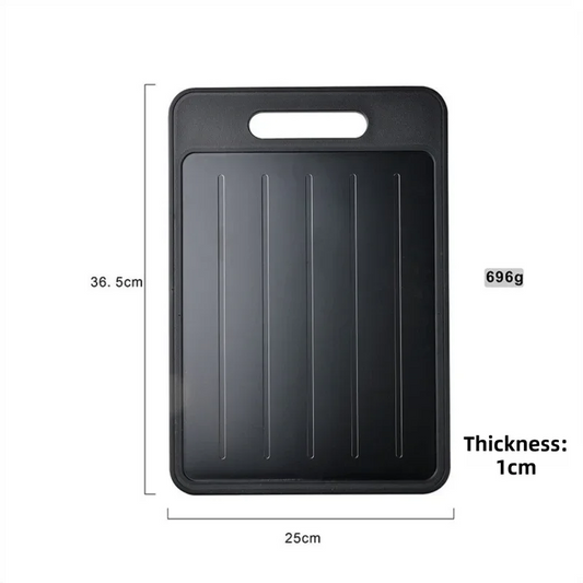 Black Aluminum Alloy Fast Thawing Dual-Sided Cutting Board(36.5x25CM) - Multifunctional Kitchen Tool with Garlic Grinder and Knife Sharpener - Mekamart Australia