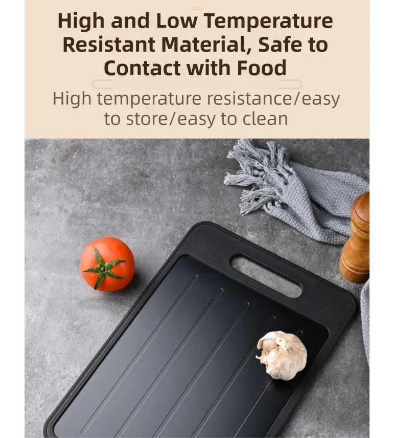 Black Aluminum Alloy Fast Thawing Dual-Sided Cutting Board(36.5x25CM) - Multifunctional Kitchen Tool with Garlic Grinder and Knife Sharpener - Mekamart Australia