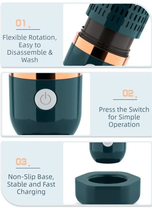 Blue Wireless Capsule Fruit and Vegetable Purifier(16x5.4CM) - Portable Food Disinfection & Sterilization Cleaner, 99.9% Bacteria Removal - Mekamart Australia