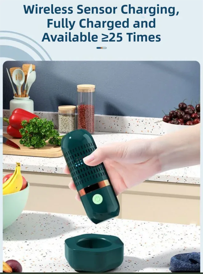 Blue Wireless Capsule Fruit and Vegetable Purifier(16x5.4CM) - Portable Food Disinfection & Sterilization Cleaner, 99.9% Bacteria Removal - Mekamart Australia