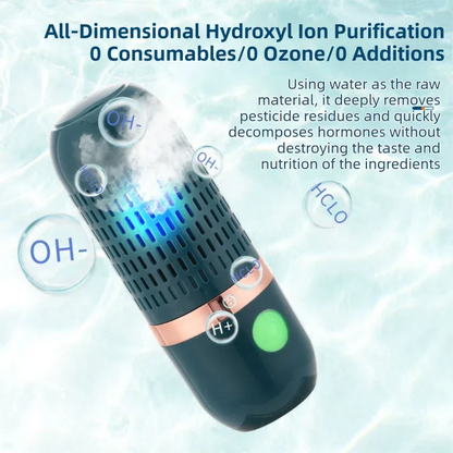 Green Wireless Capsule Fruit and Vegetable Purifier(16x5.4CM) - Portable Food Disinfection & Sterilization Cleaner, 99.9% Bacteria Removal - Mekamart Australia