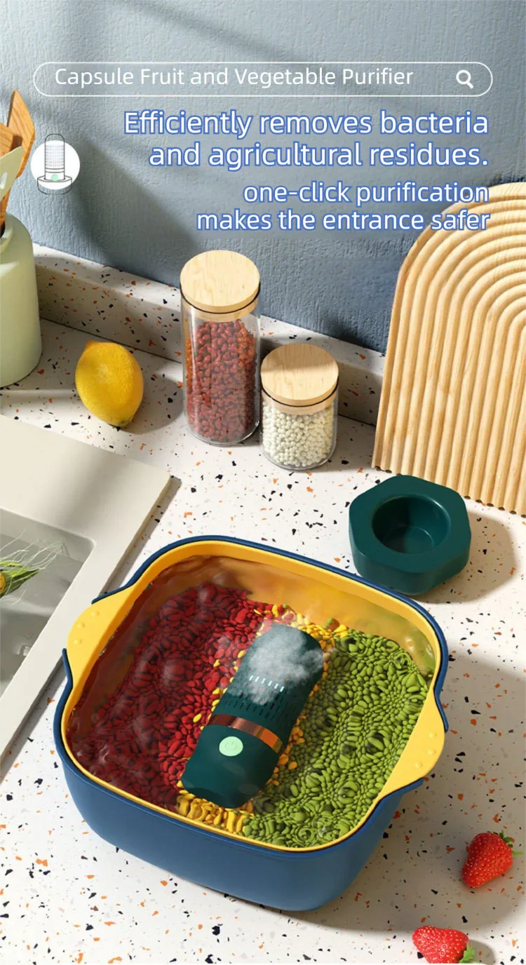 Green Wireless Capsule Fruit and Vegetable Purifier(16x5.4CM) - Portable Food Disinfection & Sterilization Cleaner, 99.9% Bacteria Removal - Mekamart Australia