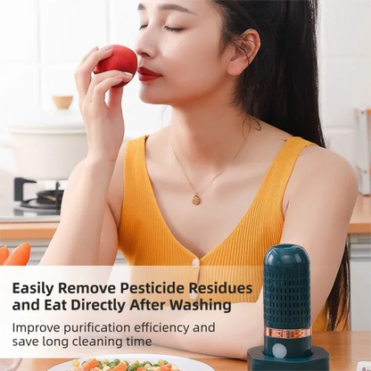 Yellow Wireless Capsule Fruit and Vegetable Purifier(16x5.4CM) - Portable Food Disinfection & Sterilization Cleaner, 99.9% Bacteria Removal - Mekamart Australia