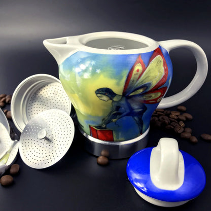 Fairy Vintage Porcelain Ceramic Italian Stove Top Espresso Coffee Maker 3-4Cups 200ml - Mekamart Australia