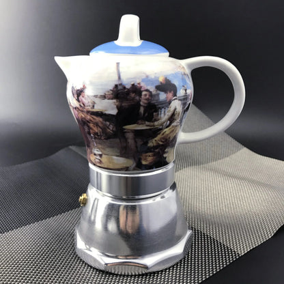 Afternoon Tea Vintage Porcelain Ceramic Italian Stove Top Espresso Coffee Maker 3-4Cups 200ml - Mekamart Australia