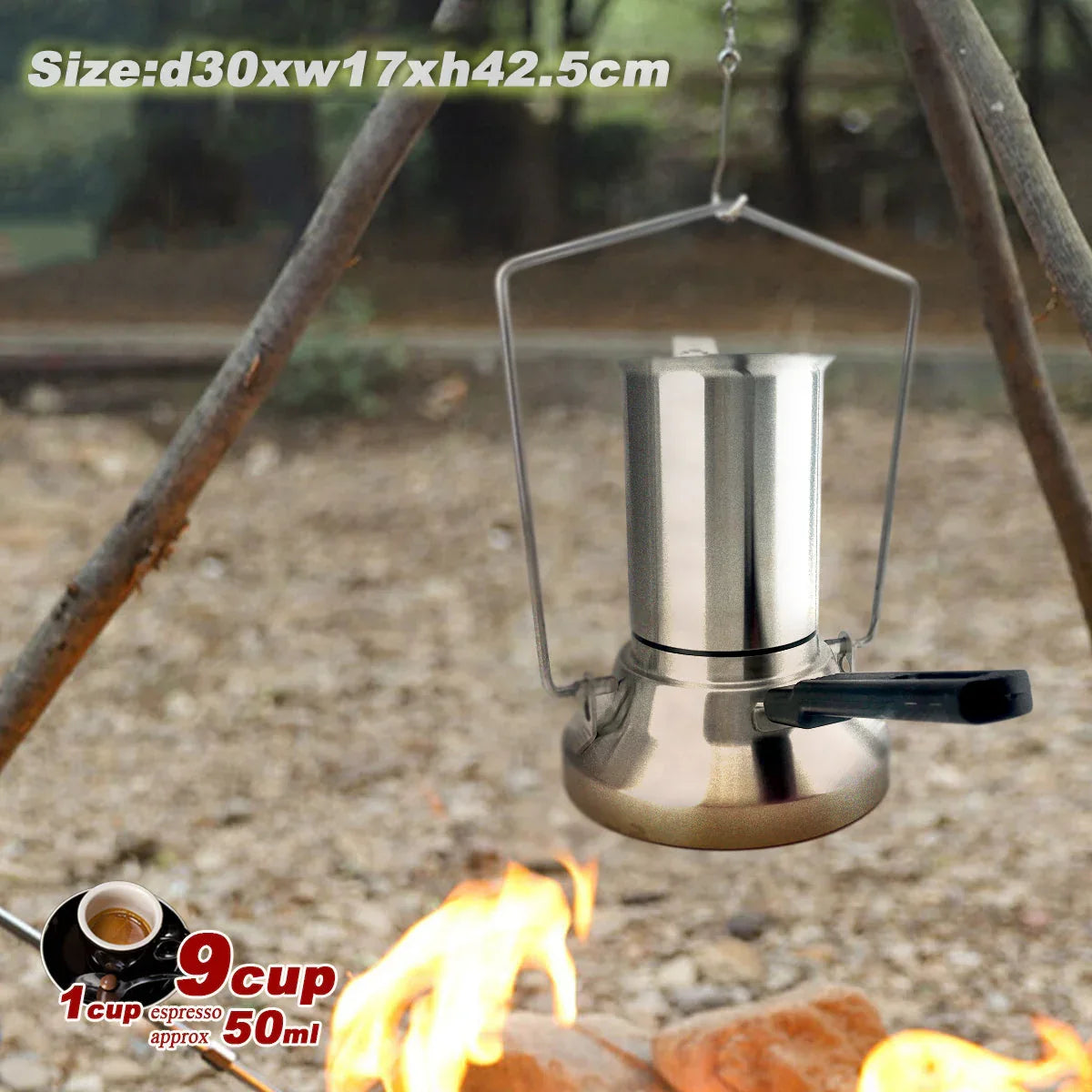 2 In 1 Camping Stainless Steel 9Cup Pot Moka Coffee Maker Italian Espresso Kettle 2024 NEW MODLE - Mekamart Australia