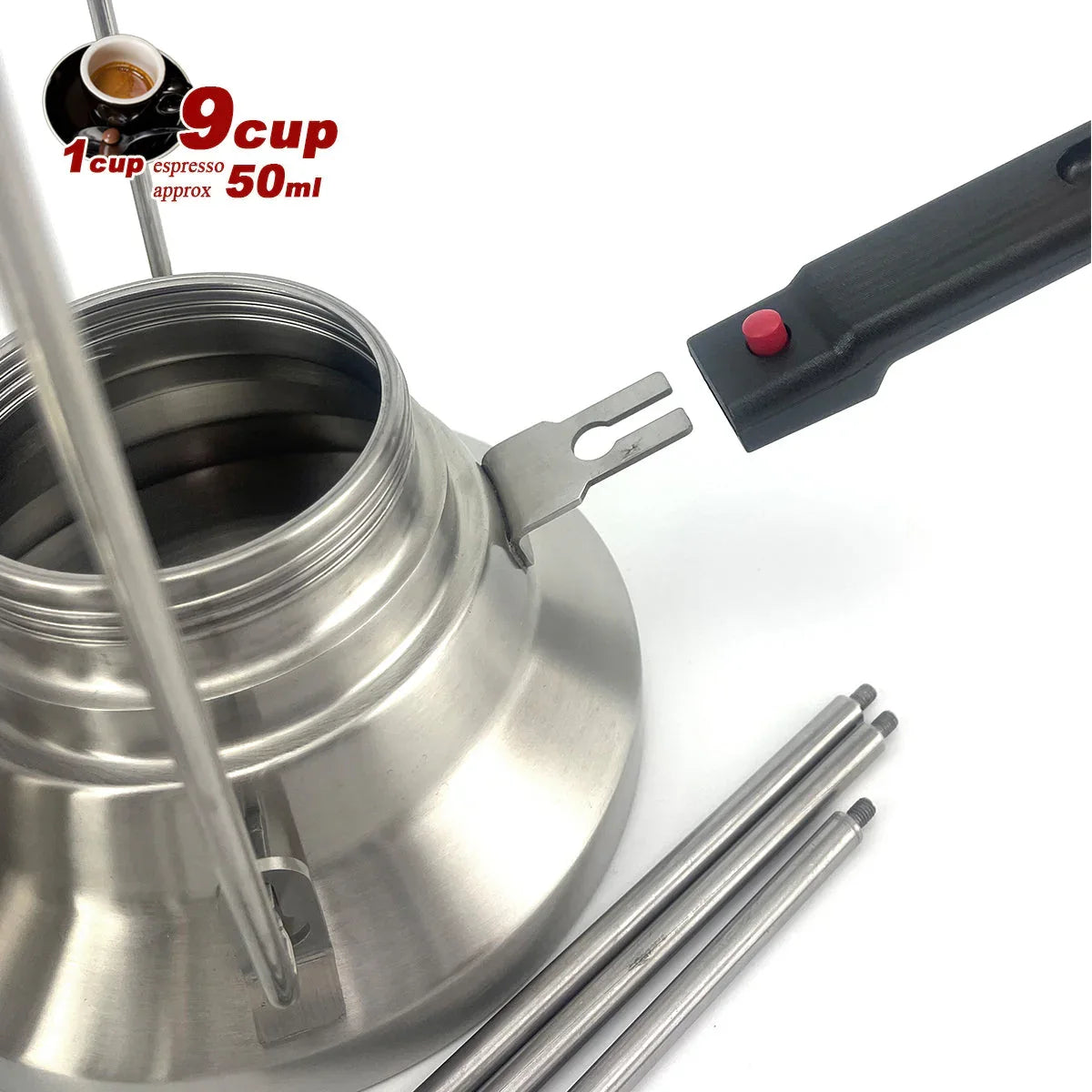 2 In 1 Camping Stainless Steel 9Cup Pot Moka Coffee Maker Italian Espresso Kettle 2024 NEW MODLE - Mekamart Australia