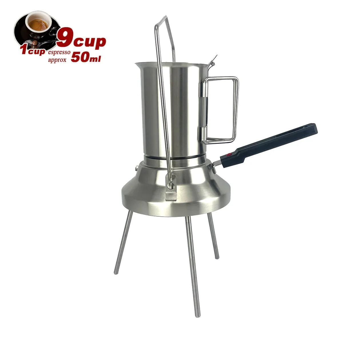 2 In 1 Camping Stainless Steel 9Cup Pot Moka Coffee Maker Italian Espresso Kettle 2024 NEW MODLE - Mekamart Australia