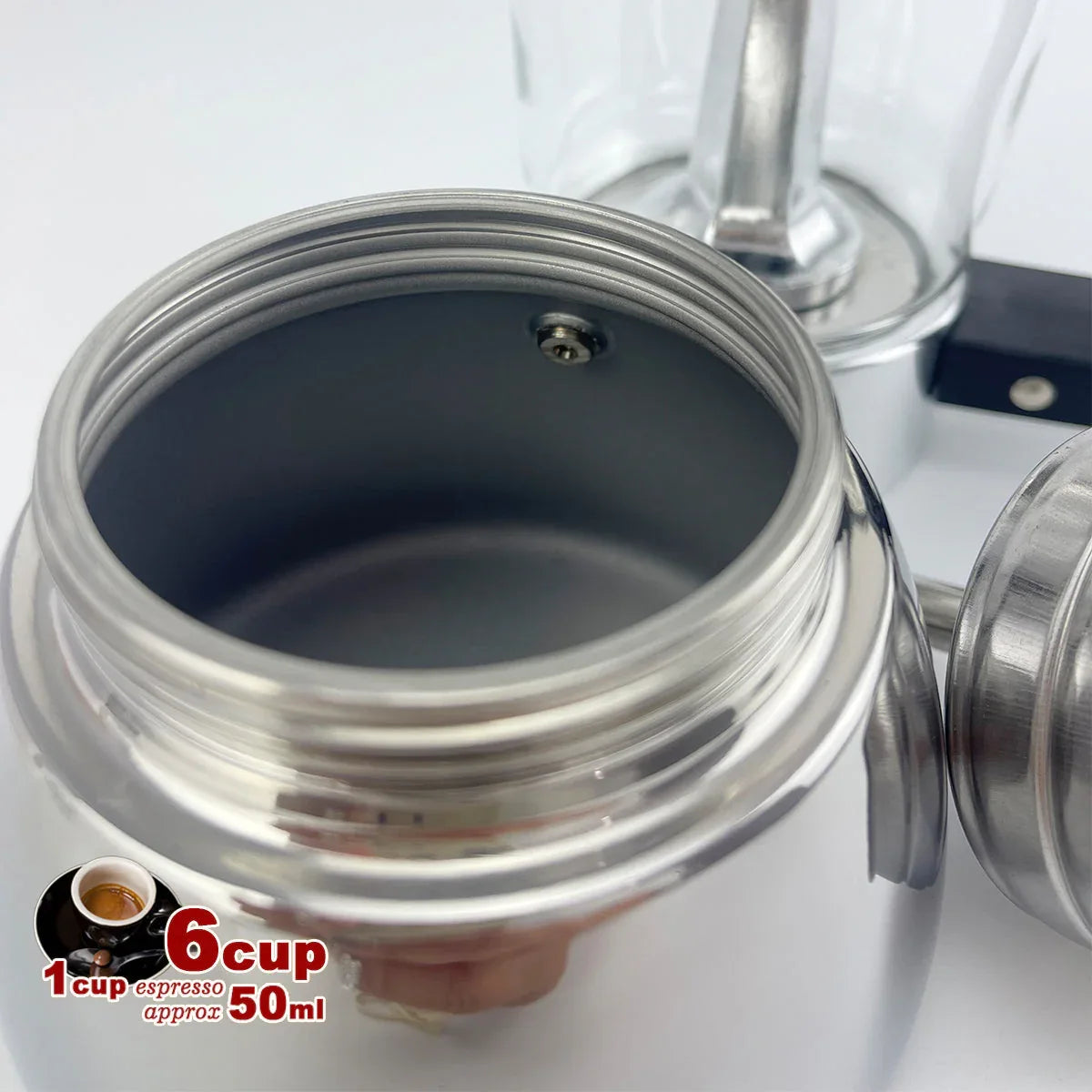 Borosilicate Glass Stainless Steel Moka Pot Coffee Maker Italian Espresso 6Cups - Mekamart Australia
