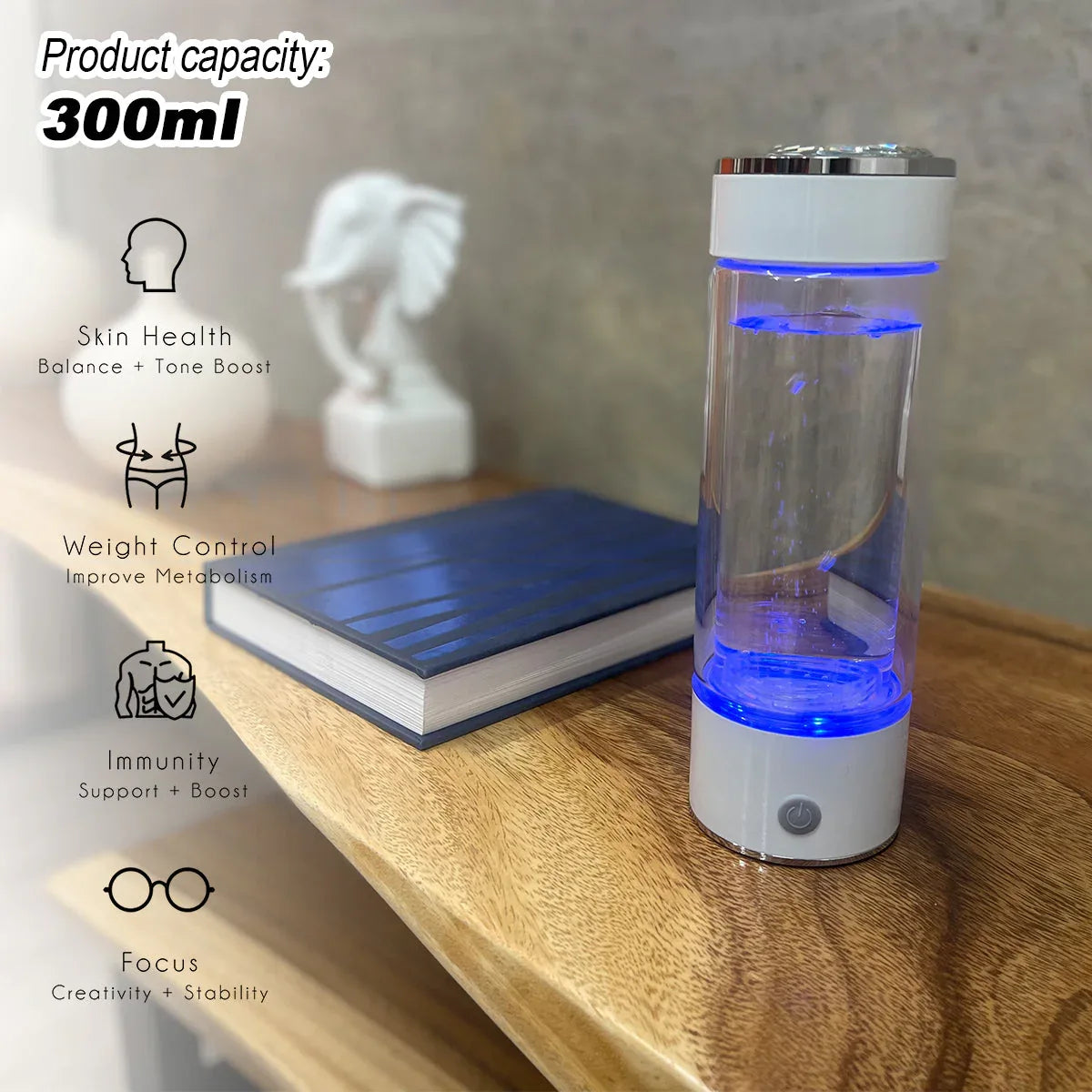 300ml H2 Hydrogen Water Bottle Alkaline Ionizer High compatibility AU - Mekamart Australia