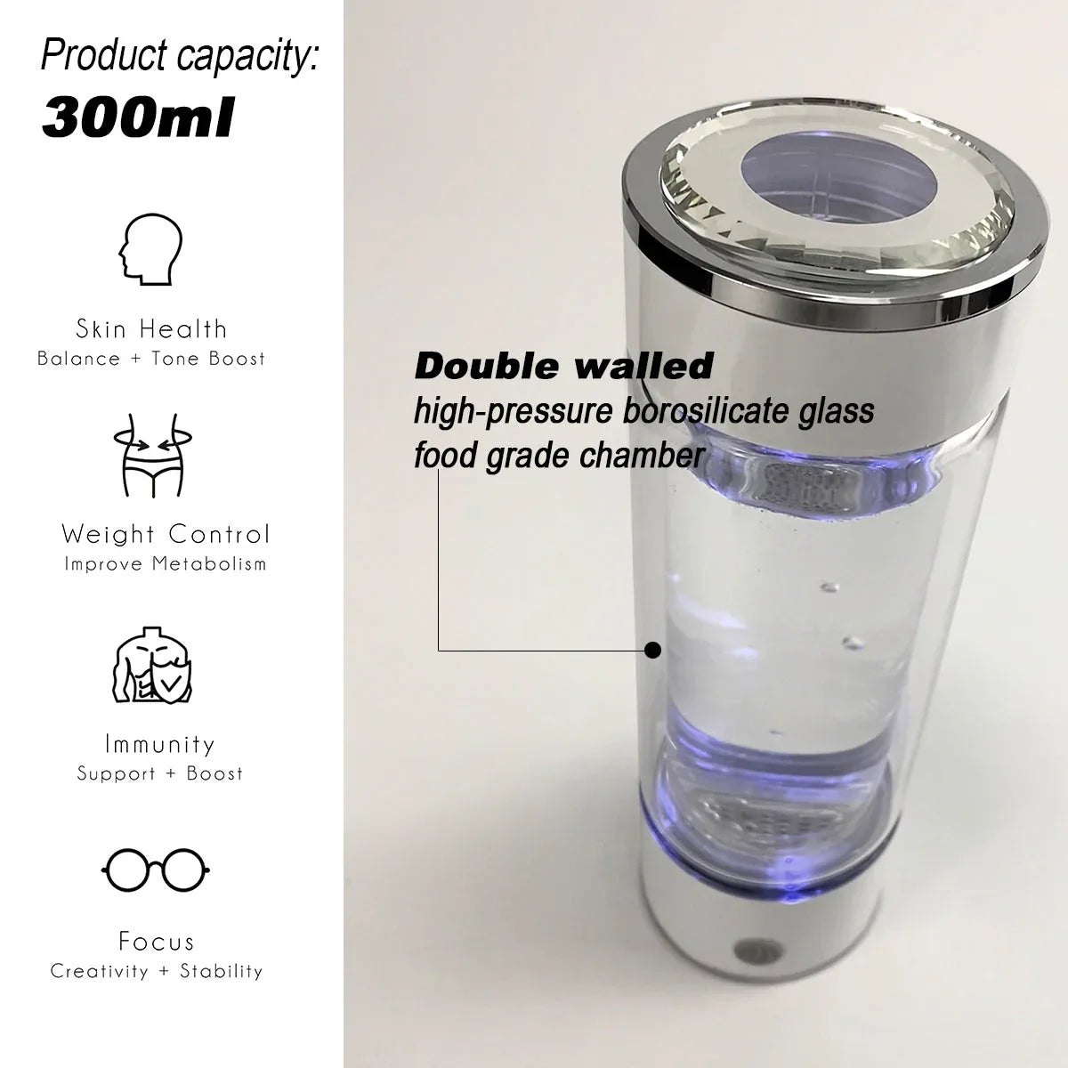 300ml H2 Hydrogen Water Bottle Alkaline Ionizer High compatibility AU - Mekamart Australia