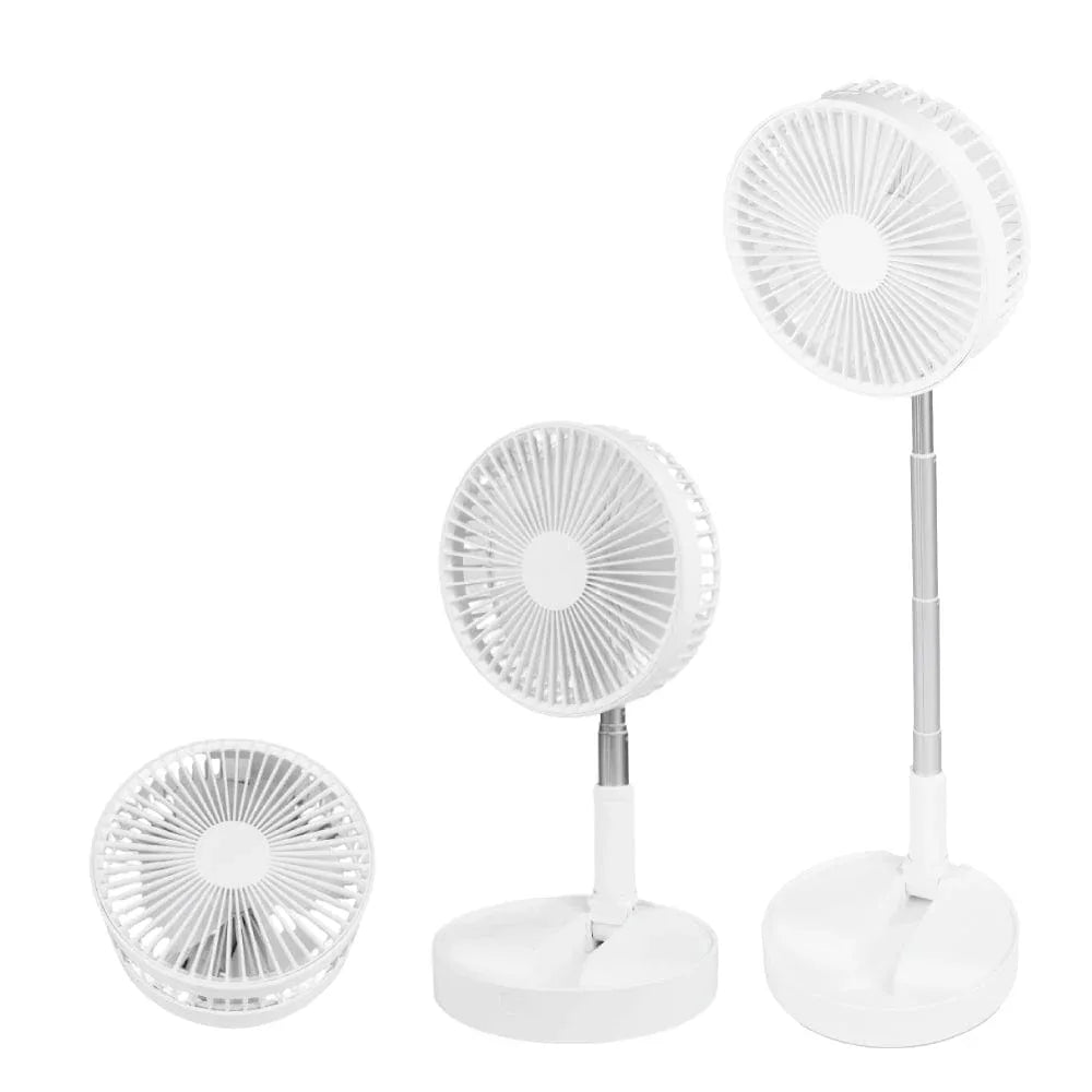 Folding Telescopic 4.5W Portable Height/Tilt Adjustable Rechargeable Cordless Fan - Mekamart Australia
