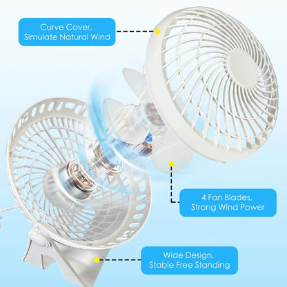 USB Powered Desk Fan – Portable 2-Speed Adjustable Angle Cooling Fan (White) - Mekamart Australia
