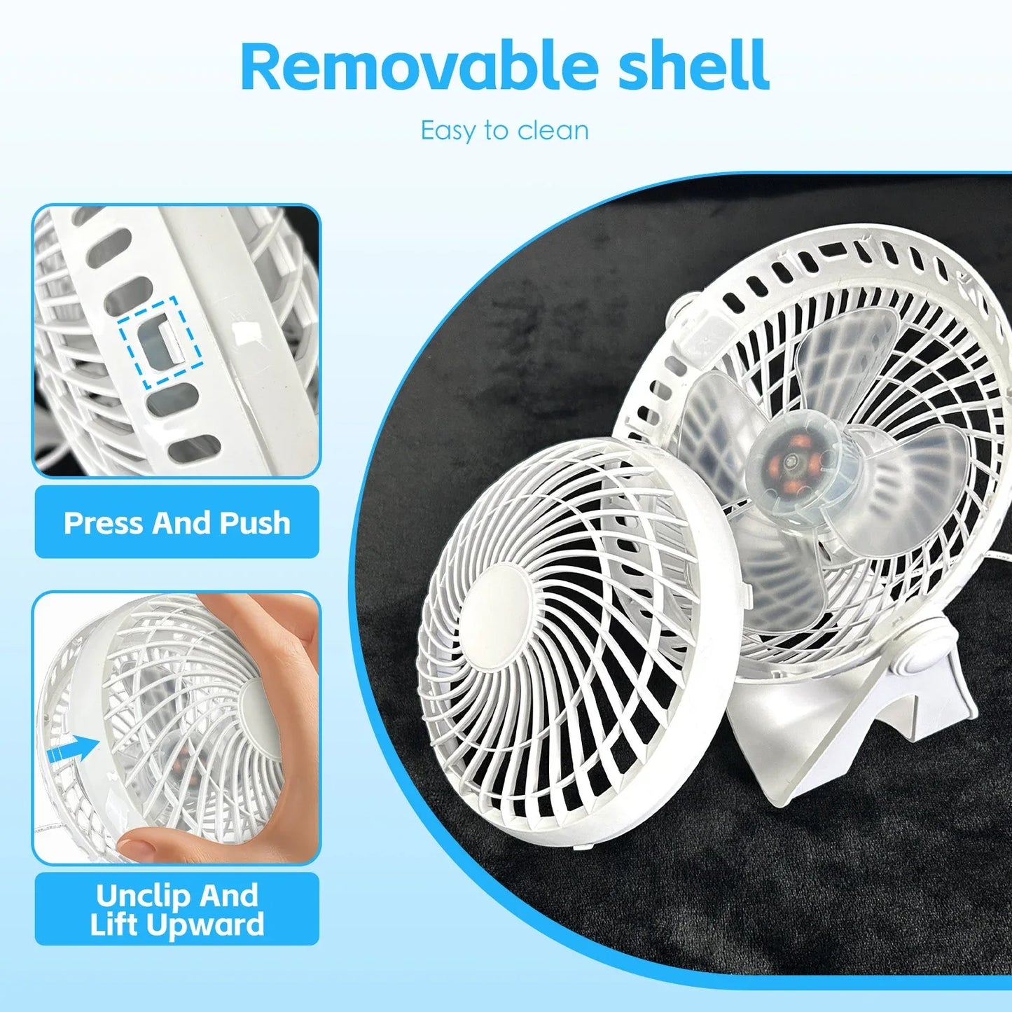 USB Powered Desk Fan – Portable 2-Speed Adjustable Angle Cooling Fan (White) - Mekamart Australia