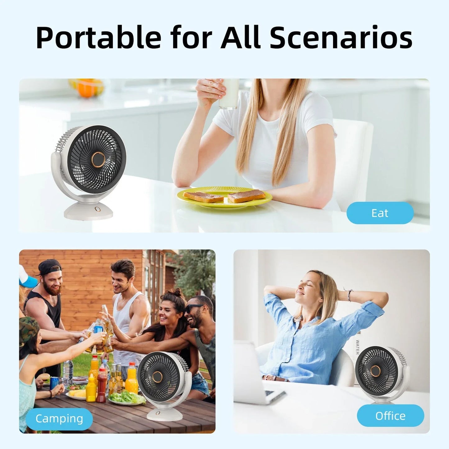 2000mAh RECHARGEABLE FAN - Mekamart Australia