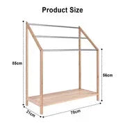 85cm Standing Towel Rack - Bamboo Towel Bar Metal 3-Tier - Mekamart Australia