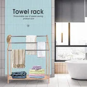 85cm Standing Towel Rack - Bamboo Towel Bar Metal 3-Tier - Mekamart Australia