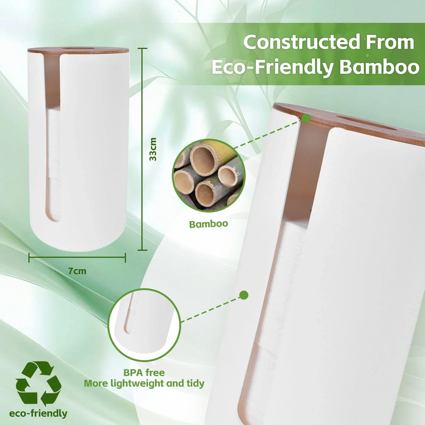 Bamboo Lid Toilet Roll Storage Holder - Mekamart Australia