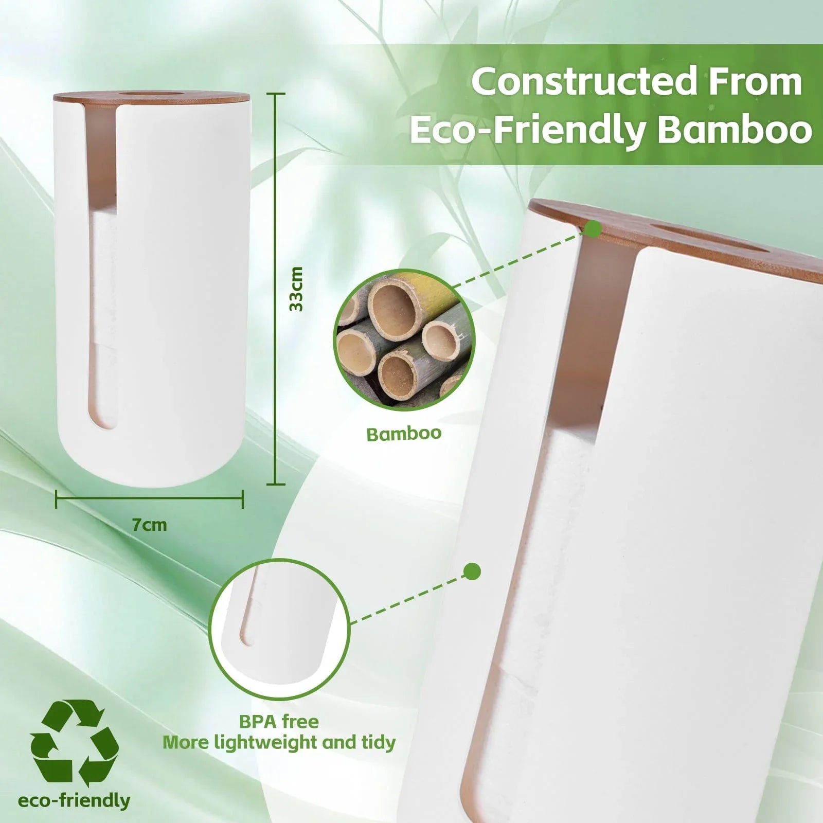 Bamboo Lid Toilet Roll Storage Holder - Mekamart Australia