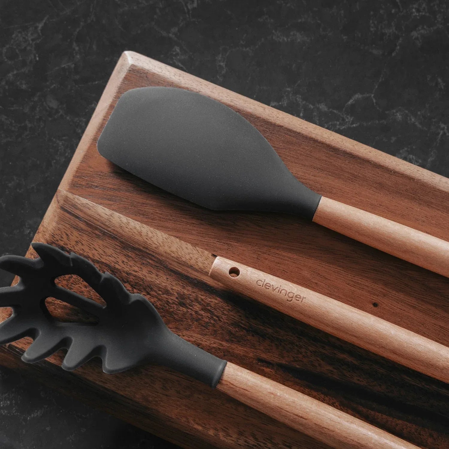 Beechwood & silicone spatula charcoal - Mekamart Australia