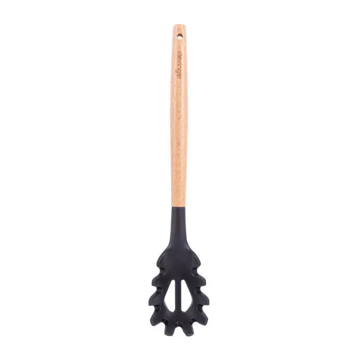 Beechwood & silicone pasta spoon charcoal - Mekamart Australia