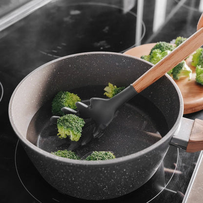 Beechwood & silicone pasta spoon charcoal - Mekamart Australia