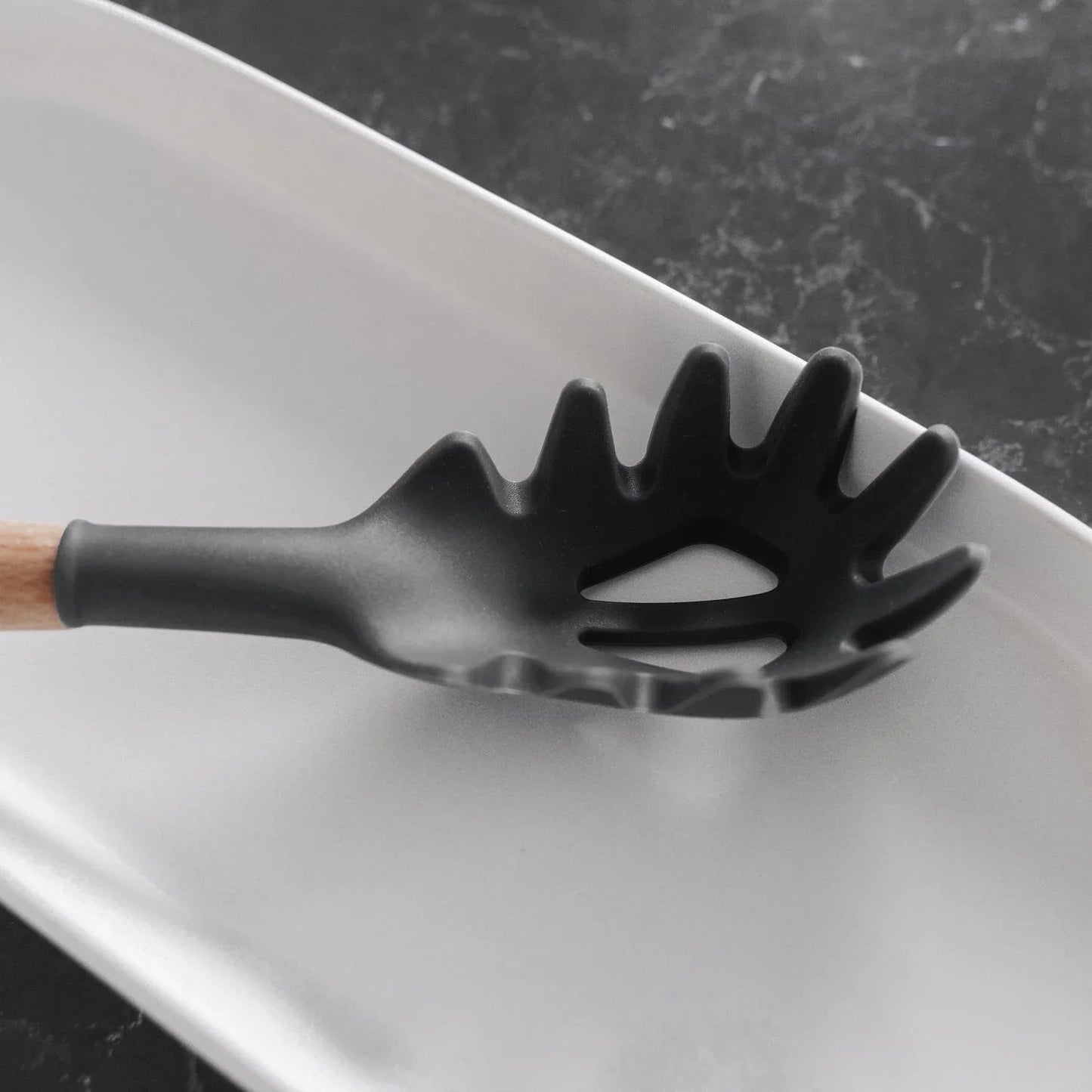 Beechwood & silicone pasta spoon charcoal - Mekamart Australia