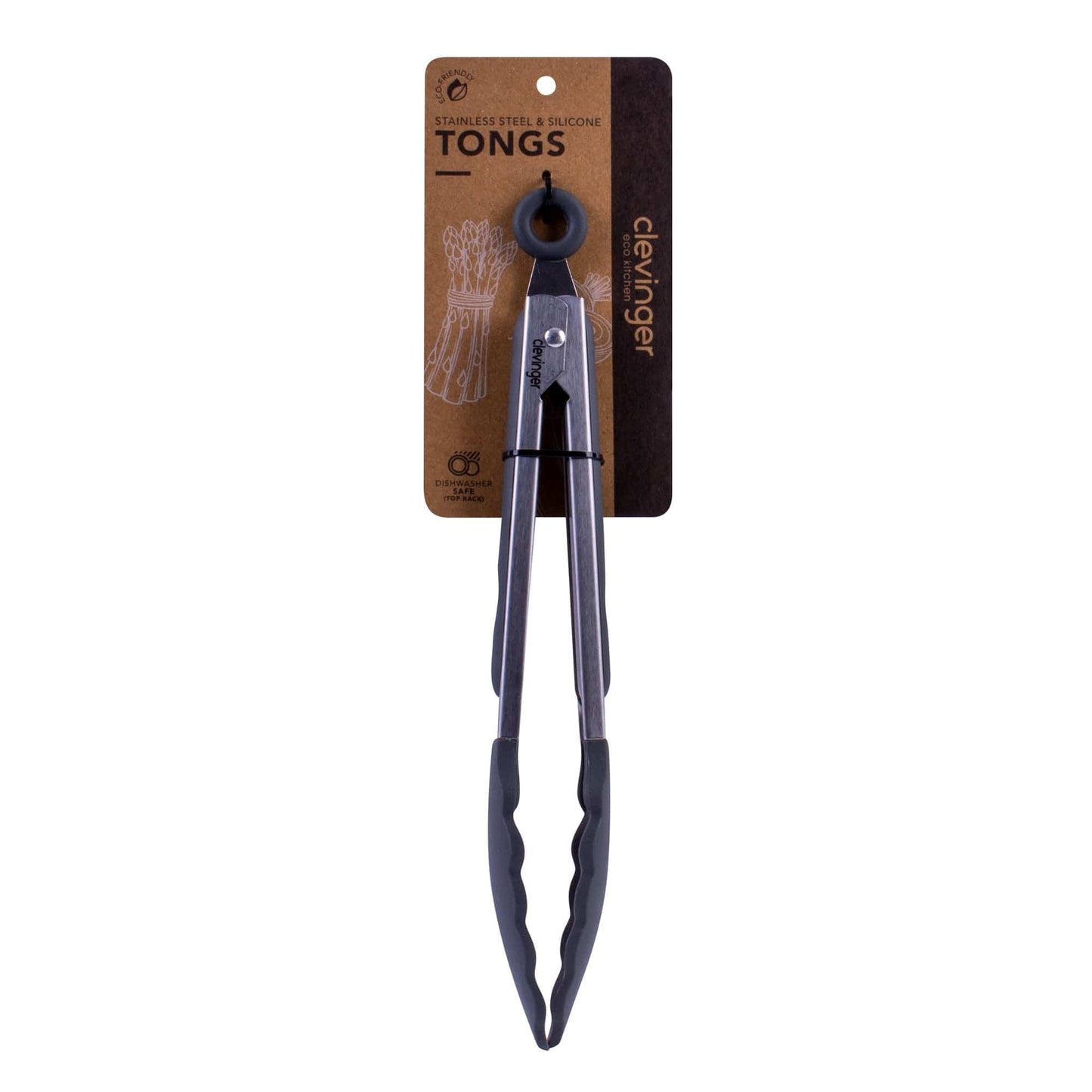 Stainless steel & silicone tongs charcoal - Mekamart Australia