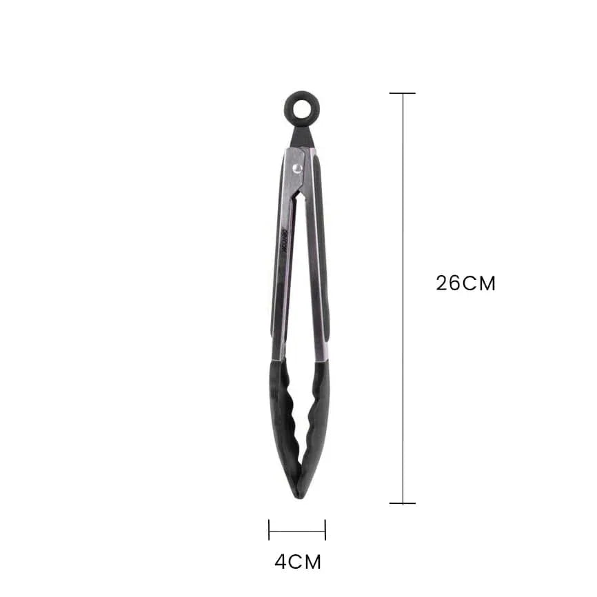 Stainless steel & silicone tongs charcoal - Mekamart Australia