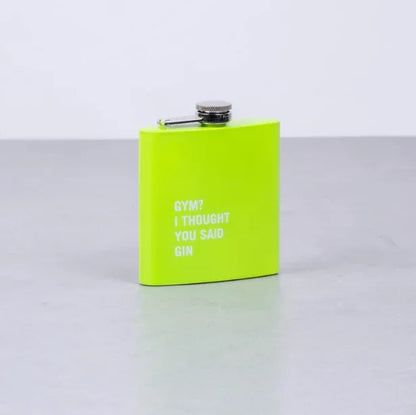 175ml Stainless Steel Hip Flask w Funny Quotes-Green - Mekamart Australia