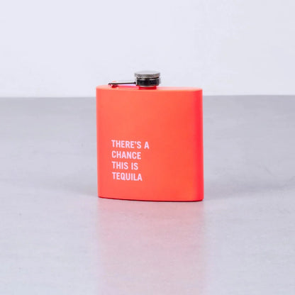 175ml Stainless Steel Hip Flask w Funny Quotes - Peach - Mekamart Australia