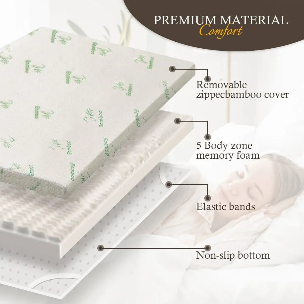 4cm Memory Foam Mattress Topper with Bamboo Cover - Double - Mekamart Australia